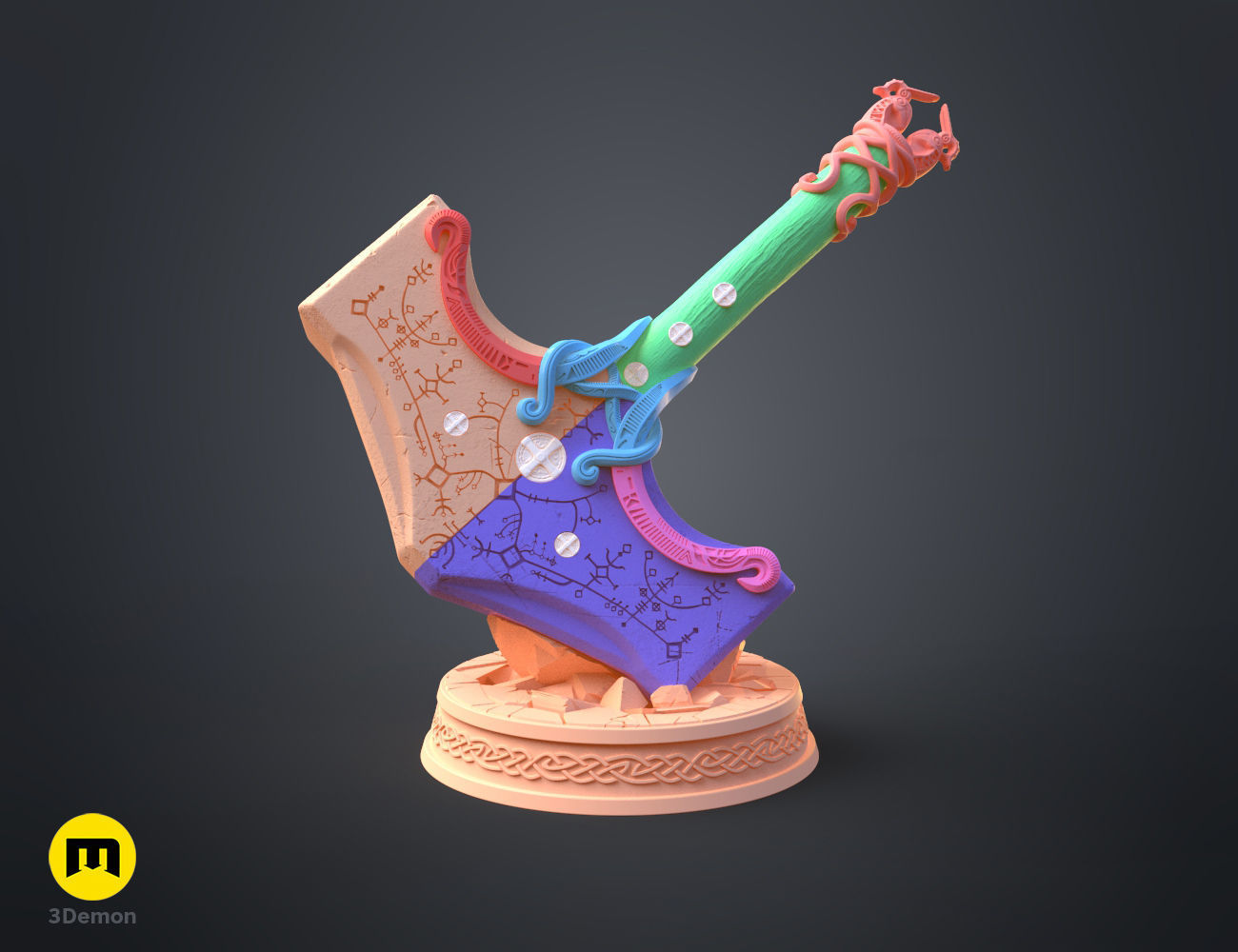 Mjolnir hammer - God of War Ragnarok 3D print model_8