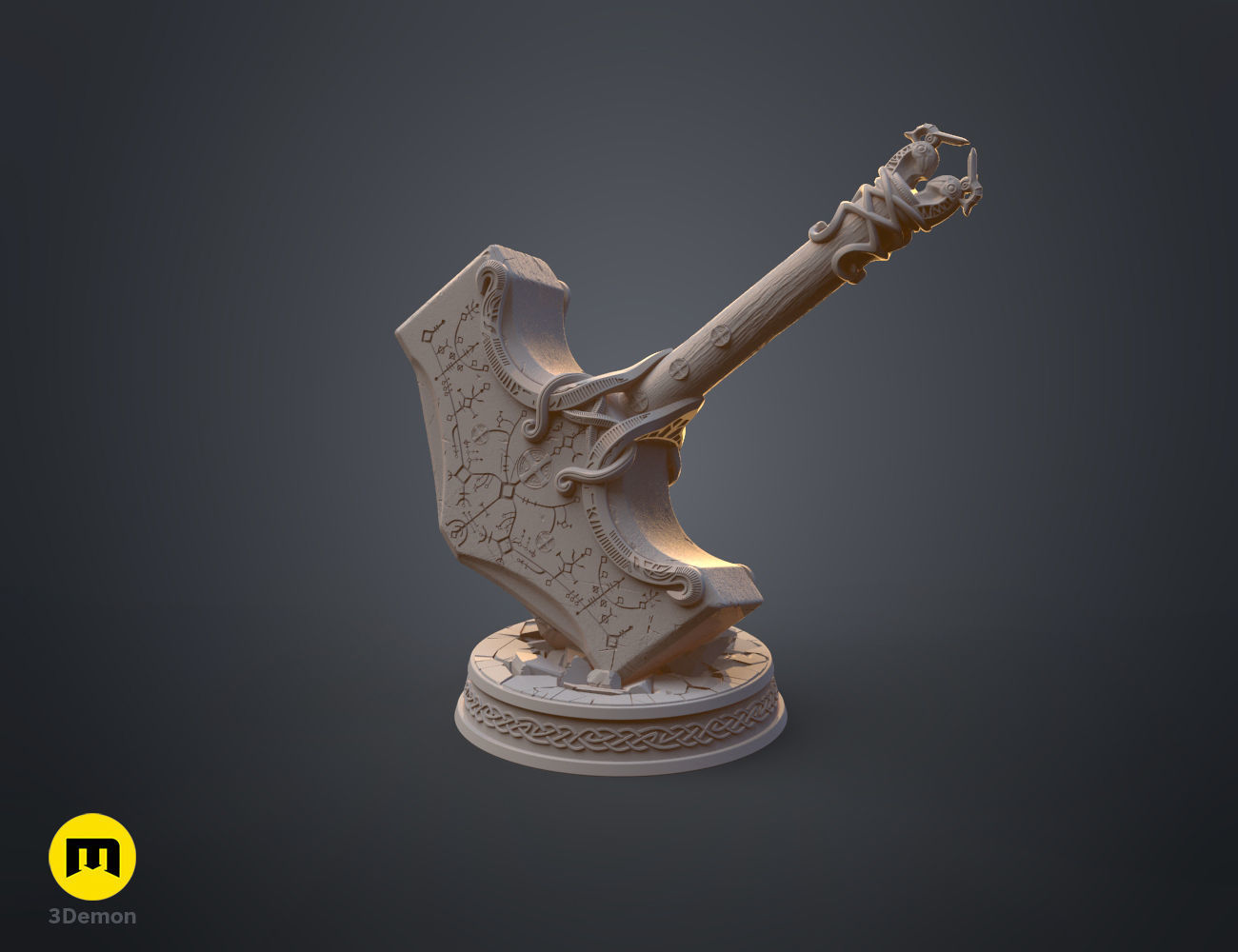 Mjolnir hammer - God of War Ragnarok 3D print model_21