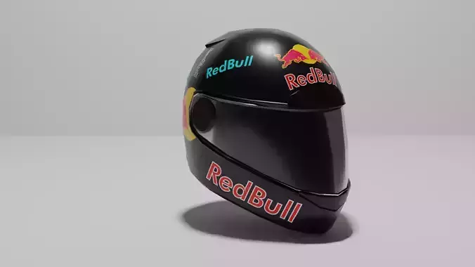 Red bull Helmet Low-poly 3D model