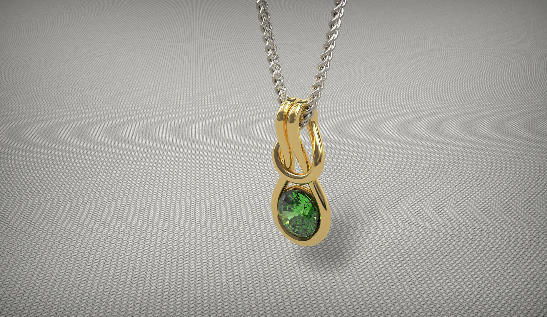 Pendants rose gold necklace with stone 3D print model_2