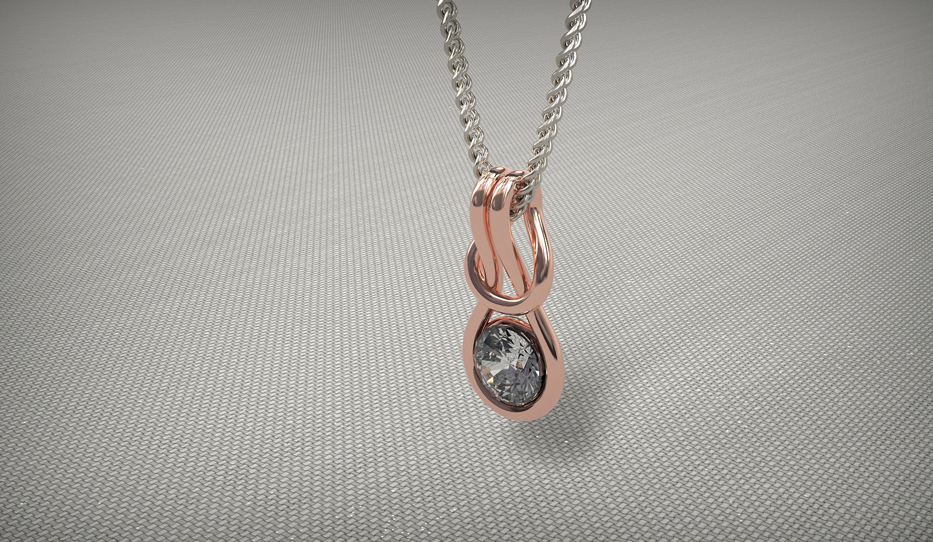 Pendants rose gold necklace with stone 3D print model_1