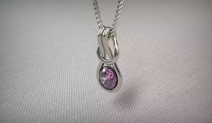 Pendants rose gold necklace with stone 3D print model