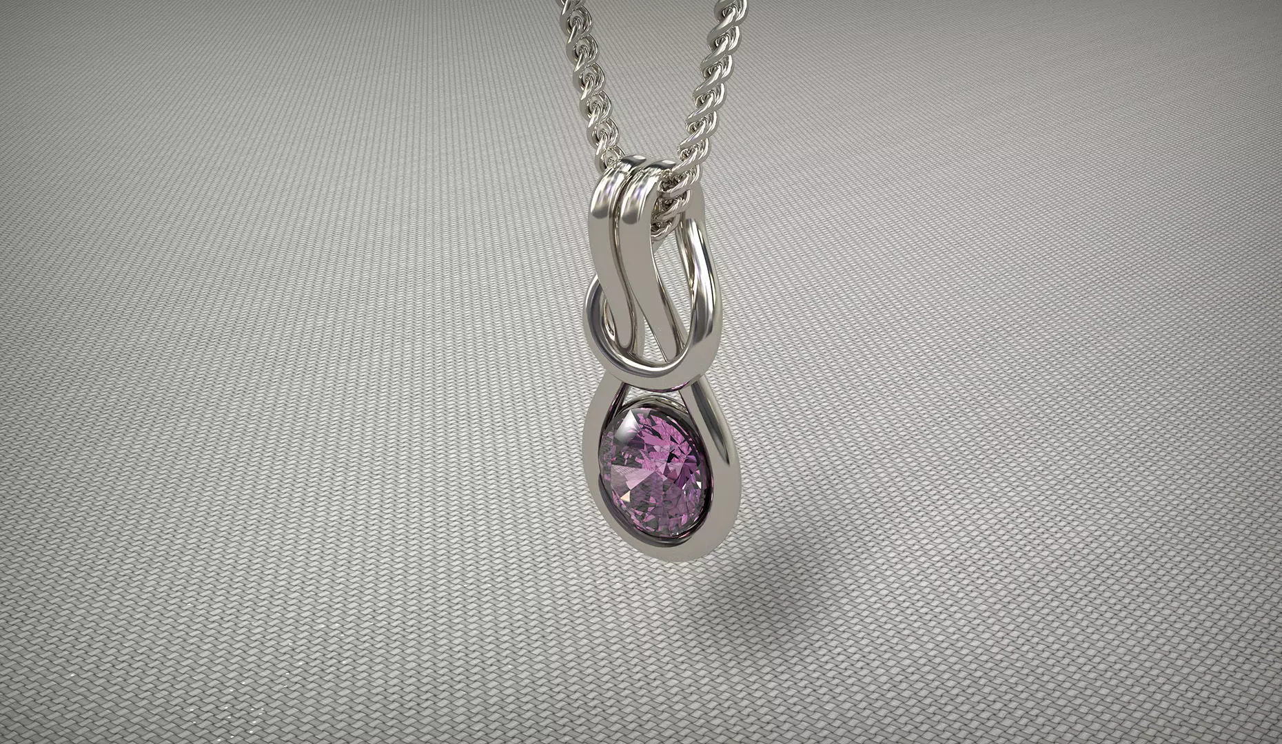 Pendants rose gold necklace with stone 3D print model_0