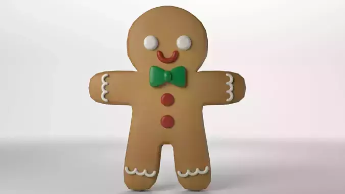 Low poly - Cute Gingerbread Cookie Low-poly 3D model