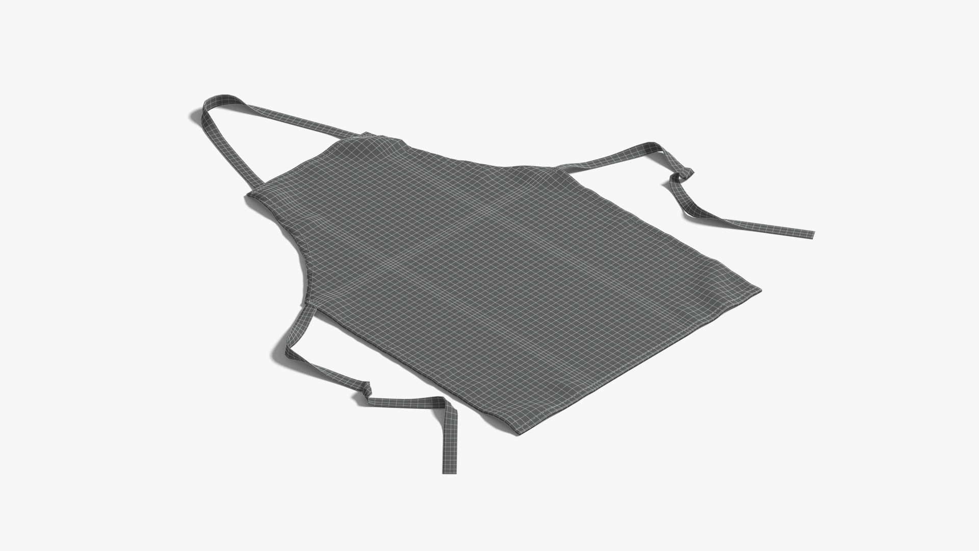 White Protective Apron - chief cook uniform Low-poly 3D model_6