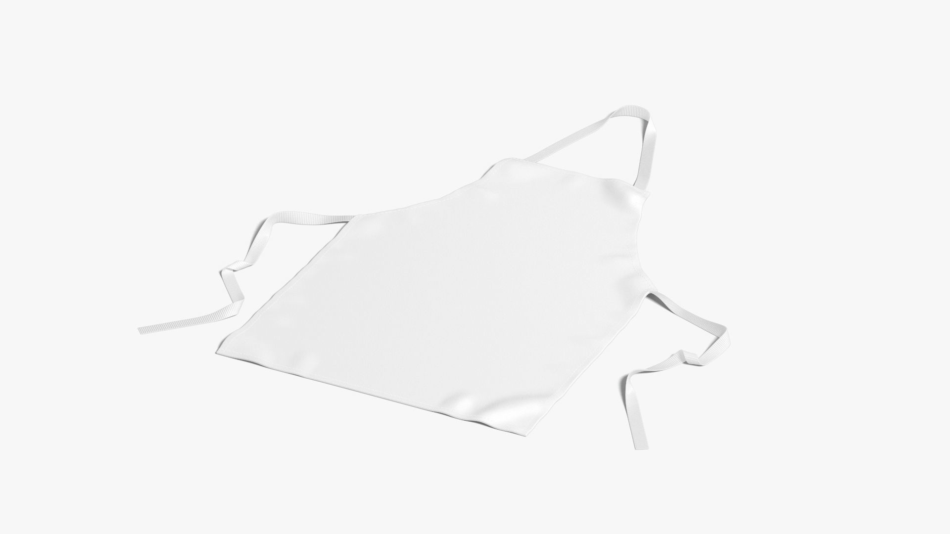 White Protective Apron - chief cook uniform Low-poly 3D model_2