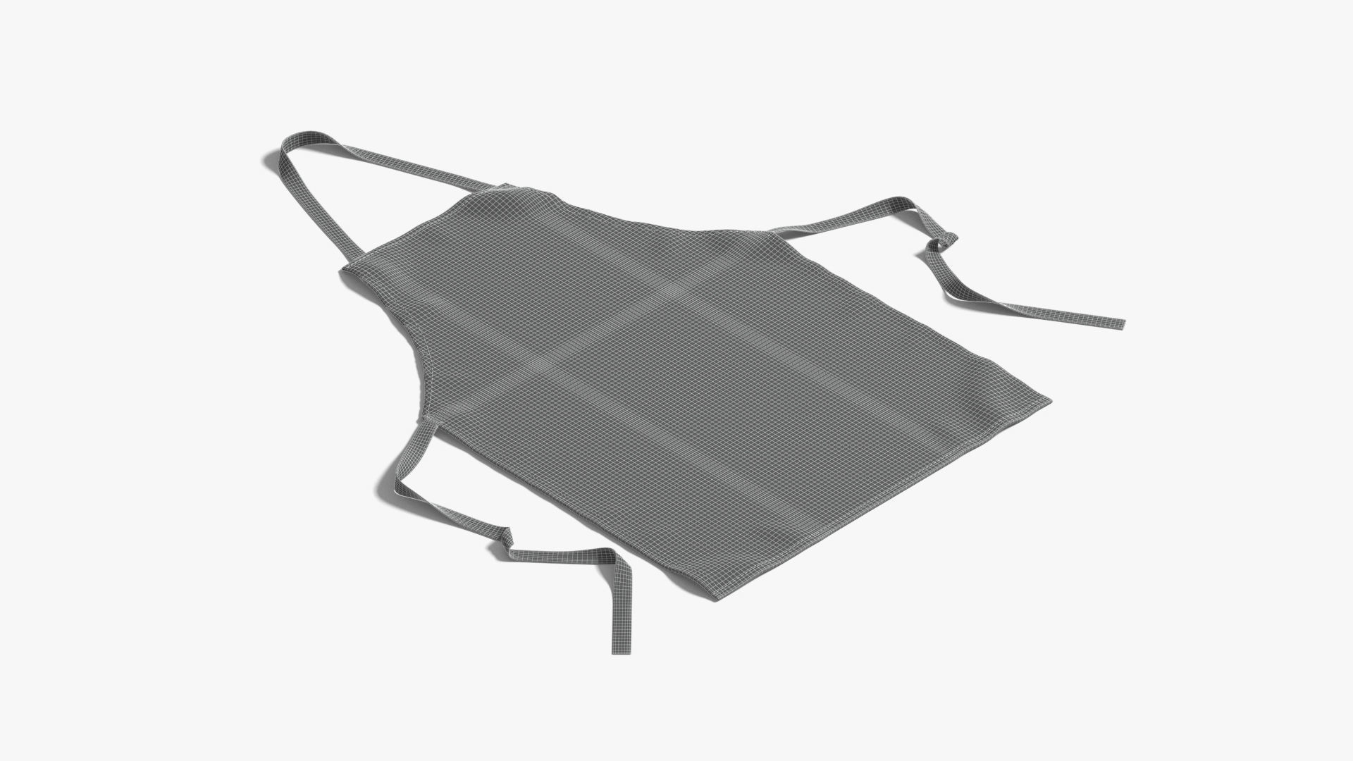 White Protective Apron - chief cook uniform Low-poly 3D model_7