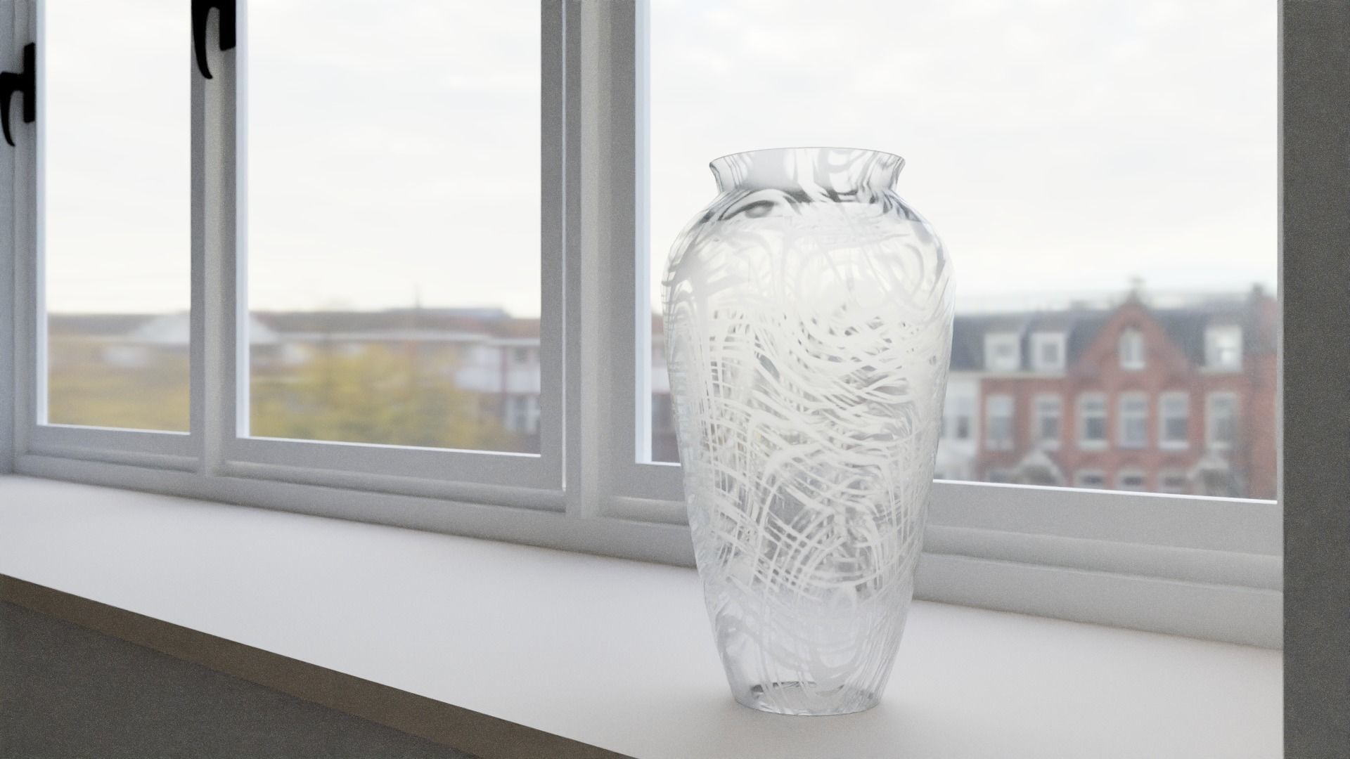 Decorative Wavy Glass Vase Low-poly 3D model_8