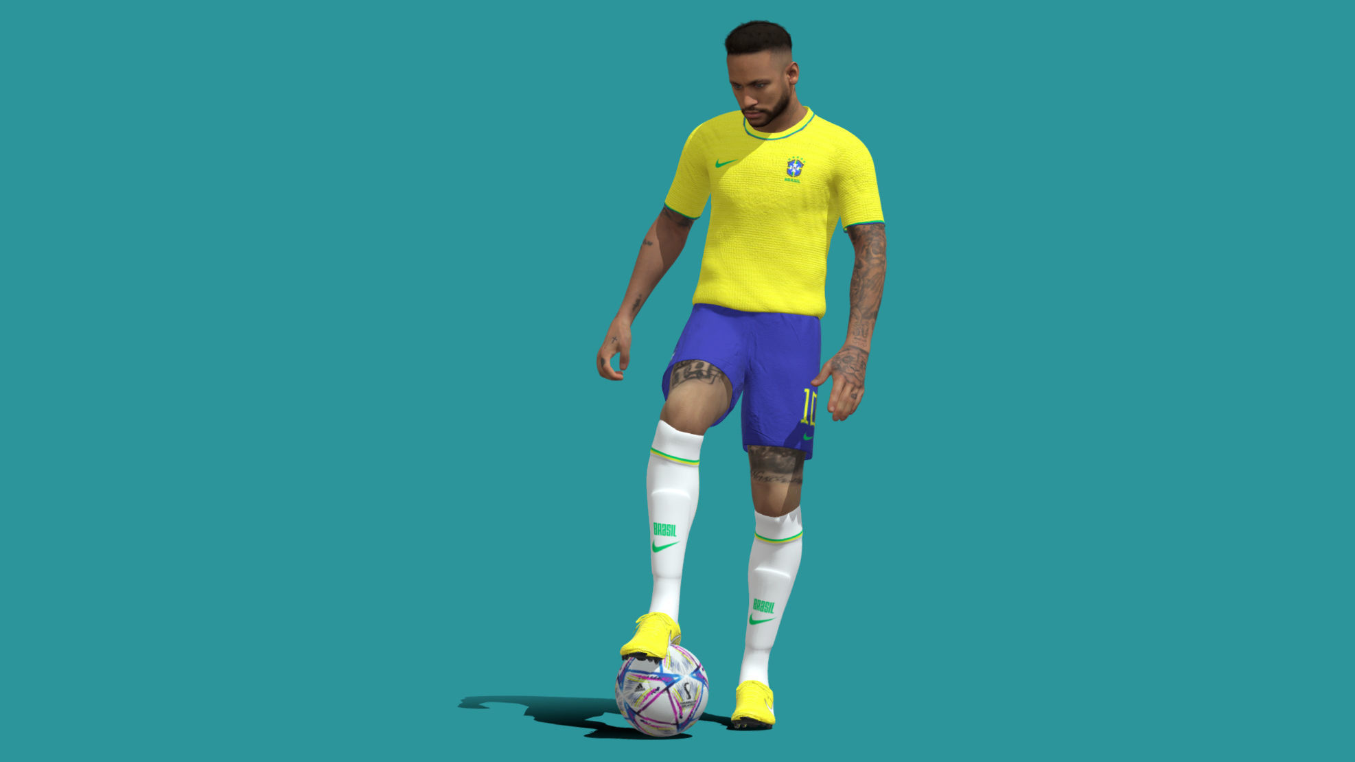 3D Rigged Neymar Brazil Worldcup 2022 3D model_3