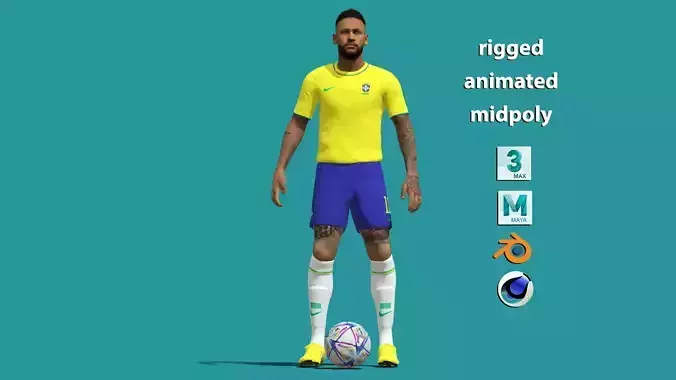 3D Rigged Neymar Brazil Worldcup 2022 3D model