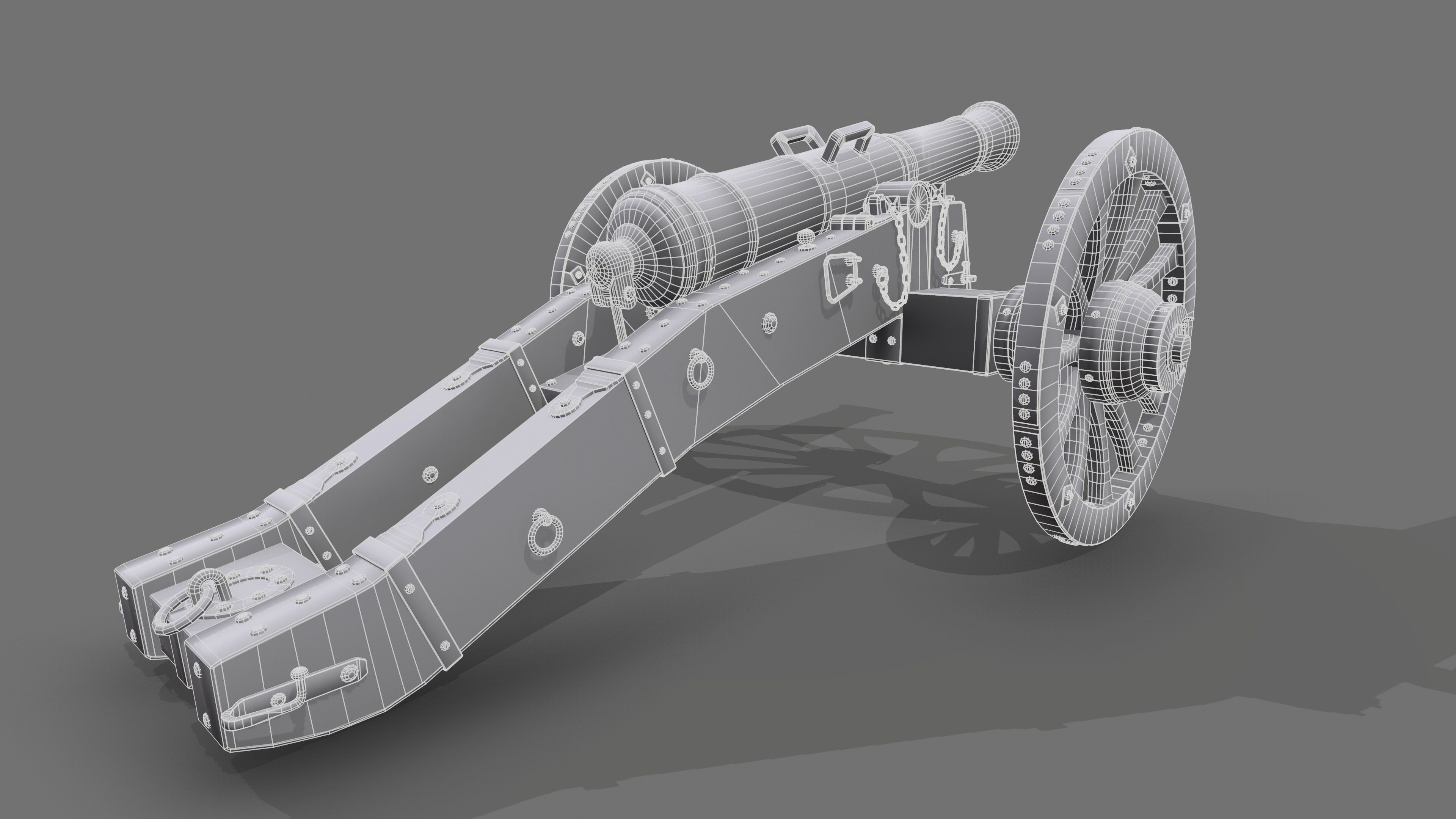 Cannon 24 pounds Low-poly 3D model_5