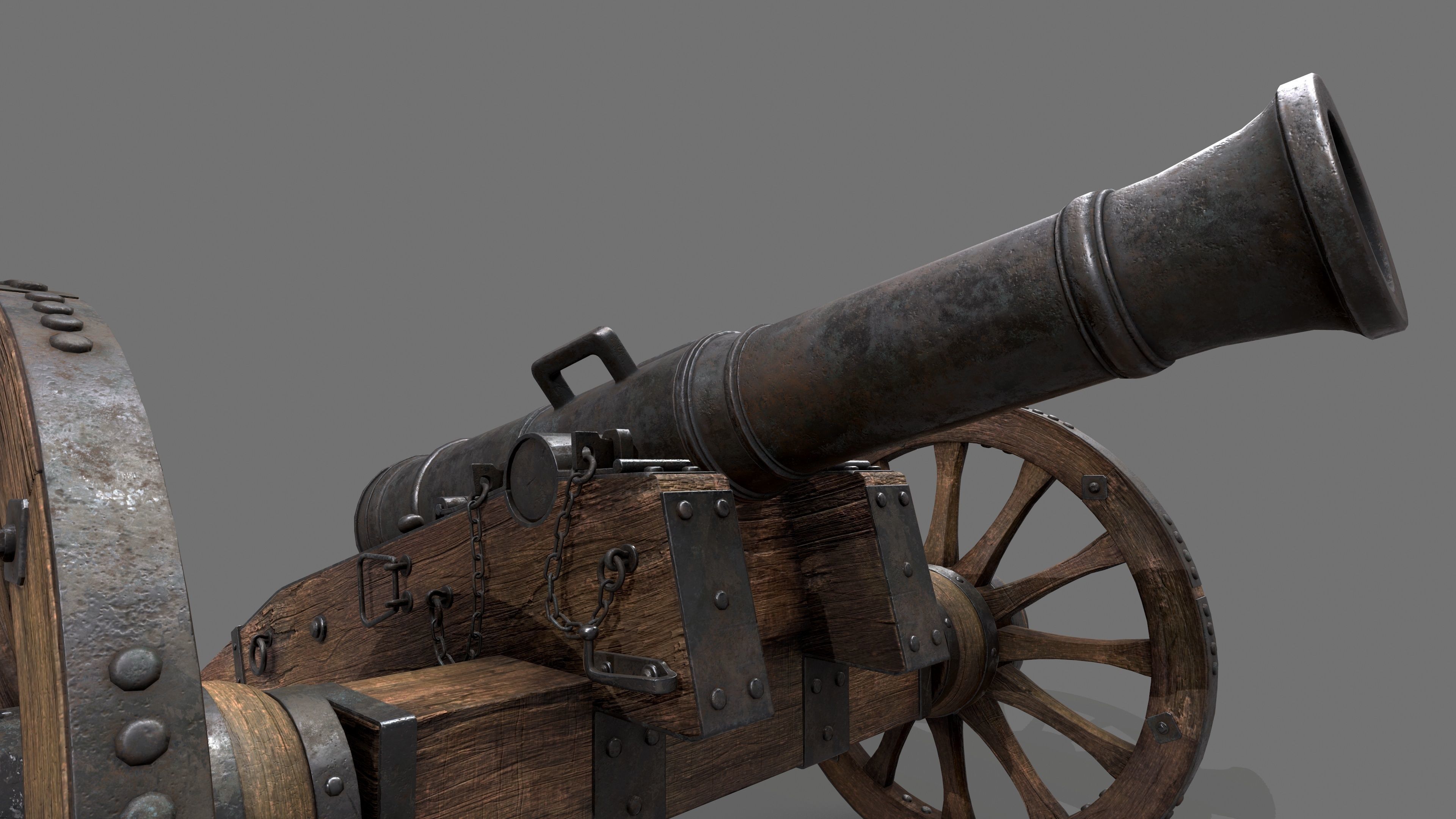 Cannon 24 pounds Low-poly 3D model_3