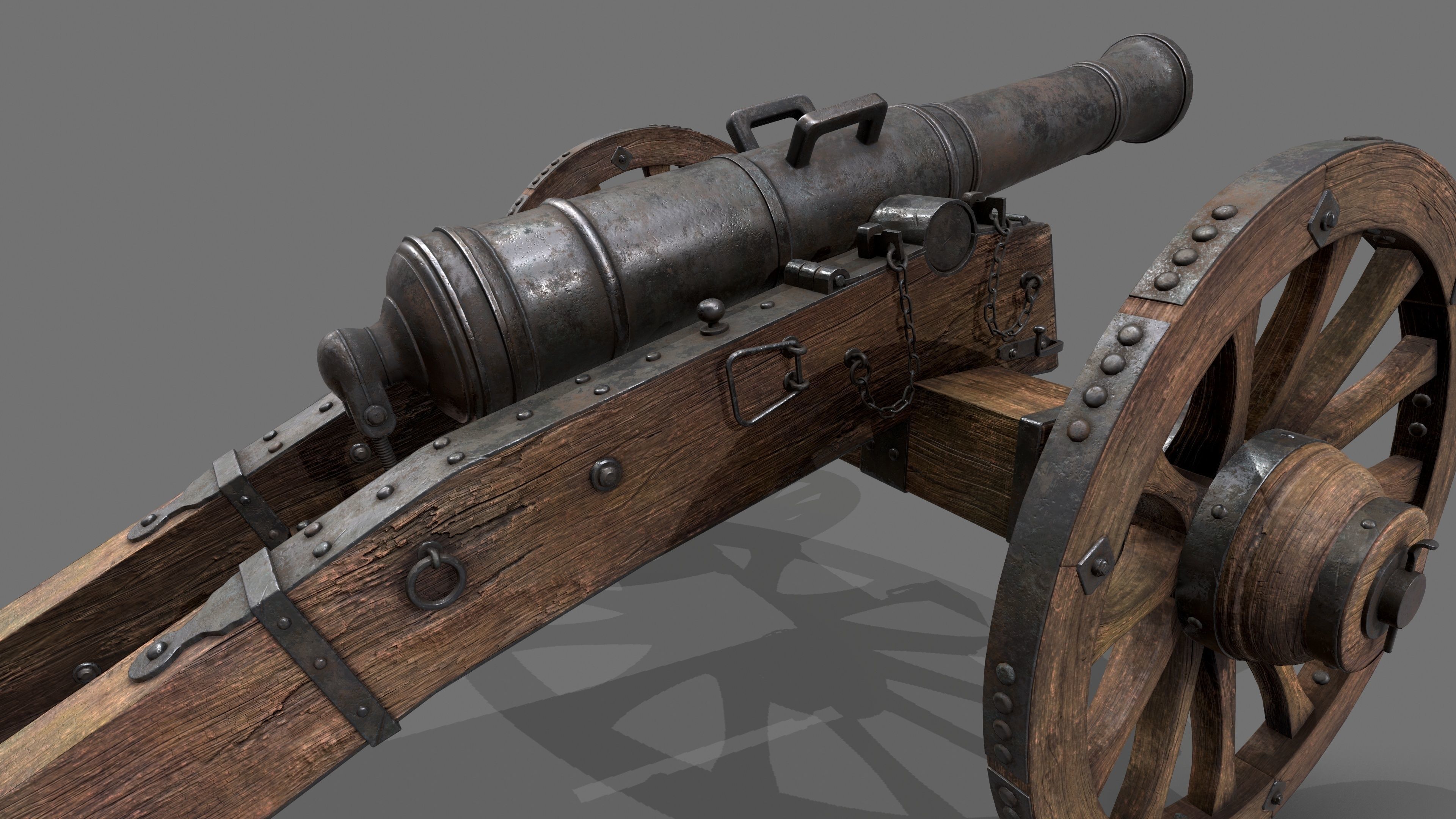 Cannon 24 pounds Low-poly 3D model_2