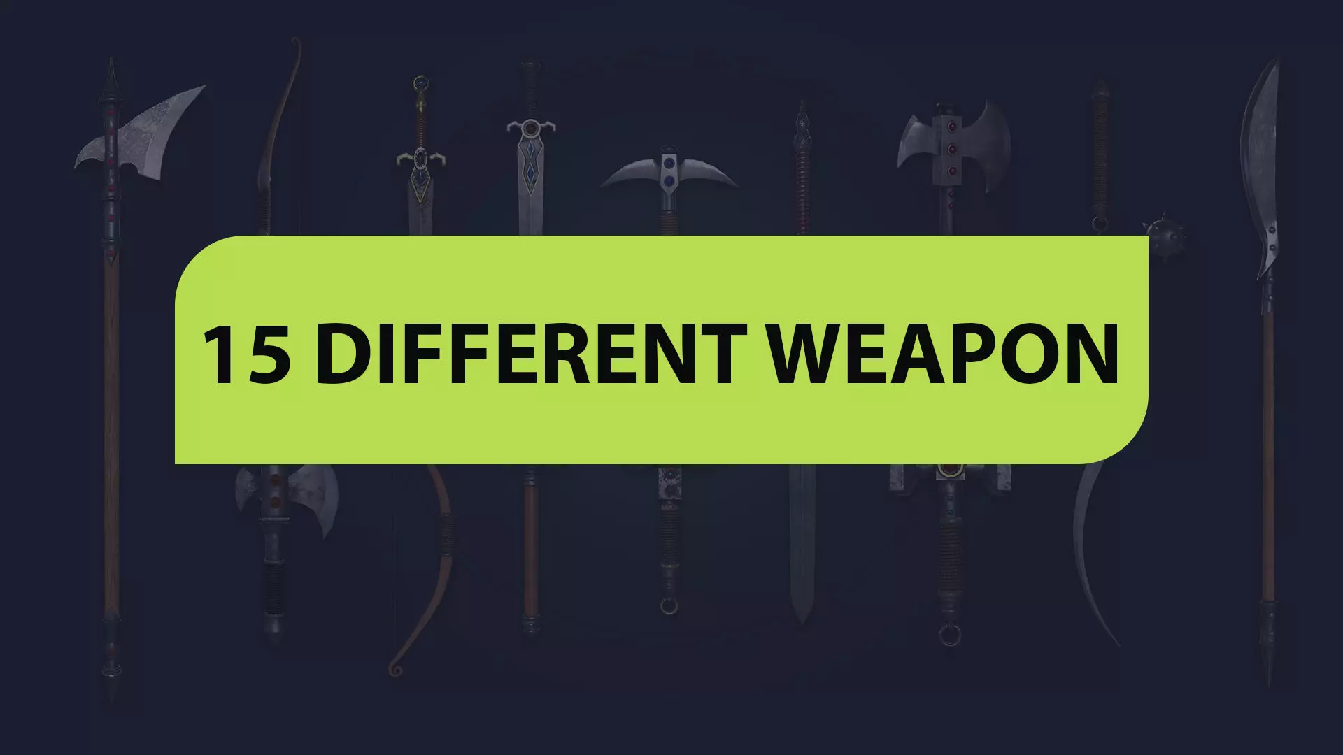 15 Diffrent types of weapons Low-poly 3D model_0