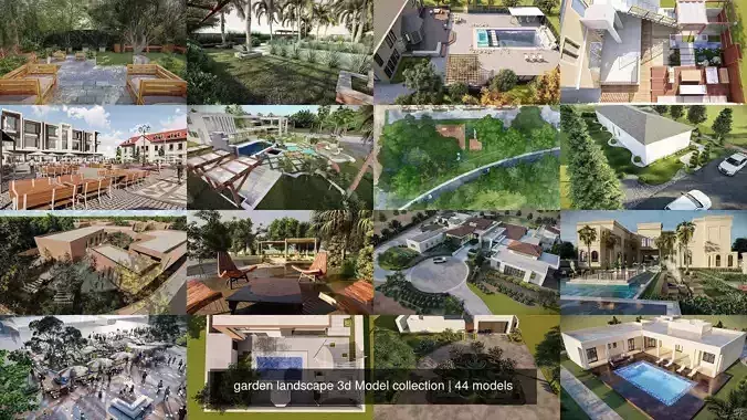 garden landscape 3d Model collection 