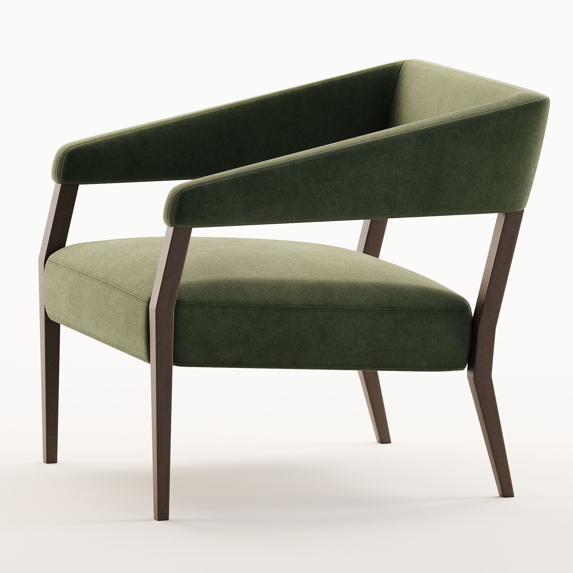 Gary Modern Oak Green Velvet Club Chair 3D model_2