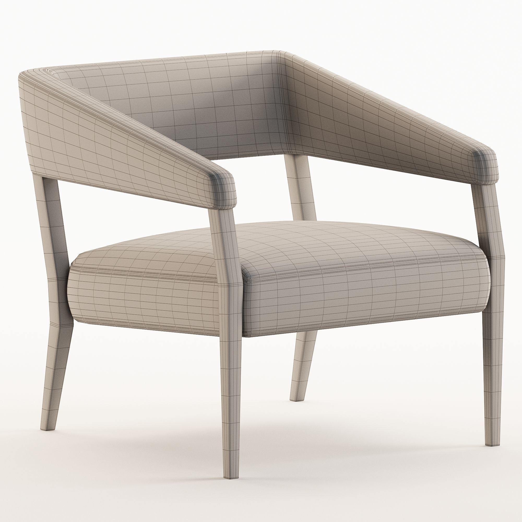 Gary Modern Oak Green Velvet Club Chair 3D model_5