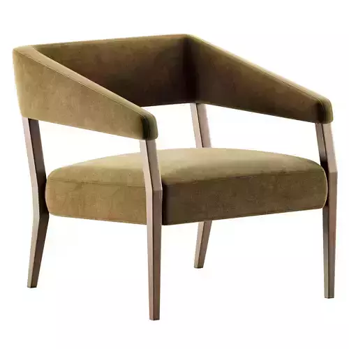 Gary Modern Oak Green Velvet Club Chair 3D model