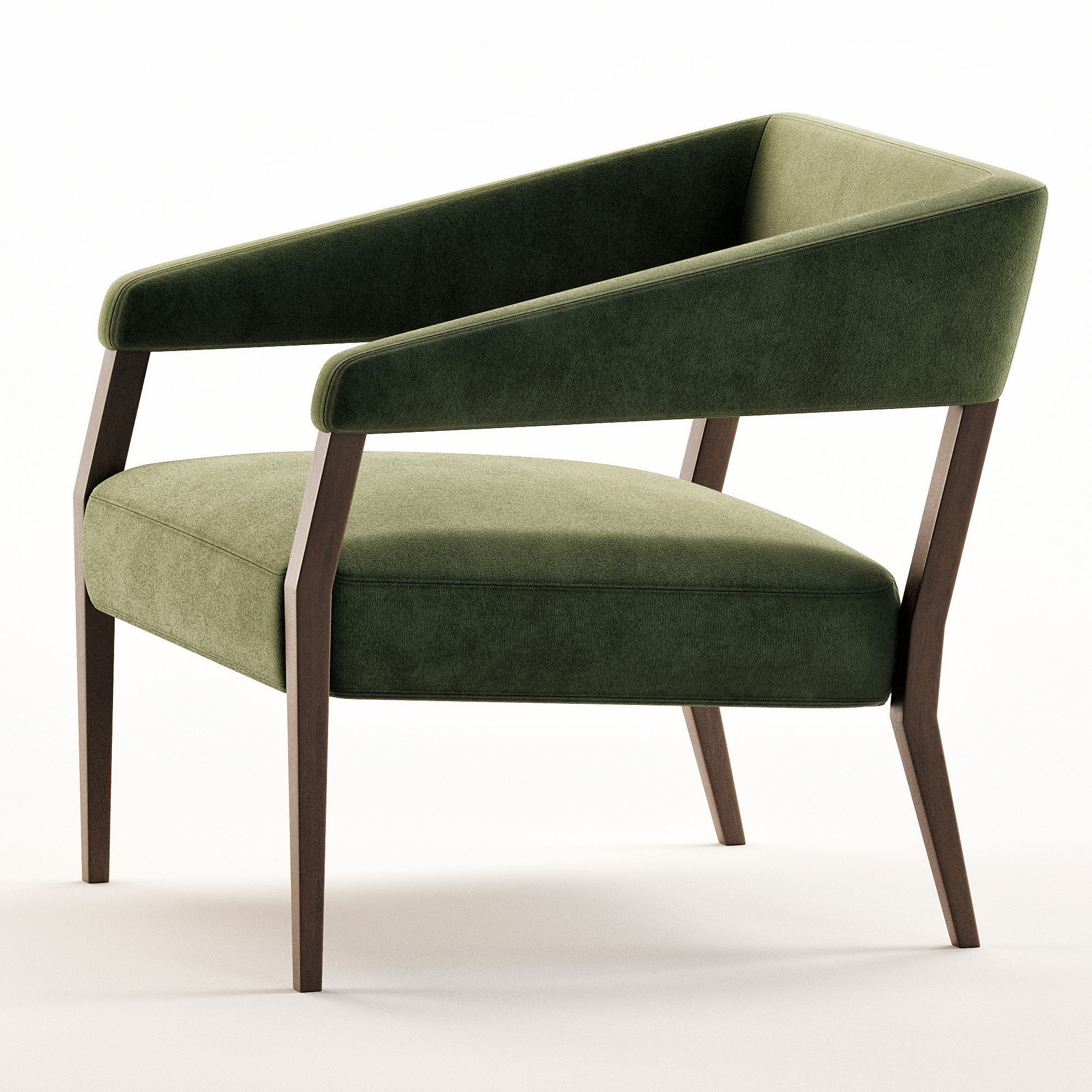 Gary Modern Oak Green Velvet Club Chair 3D model_8