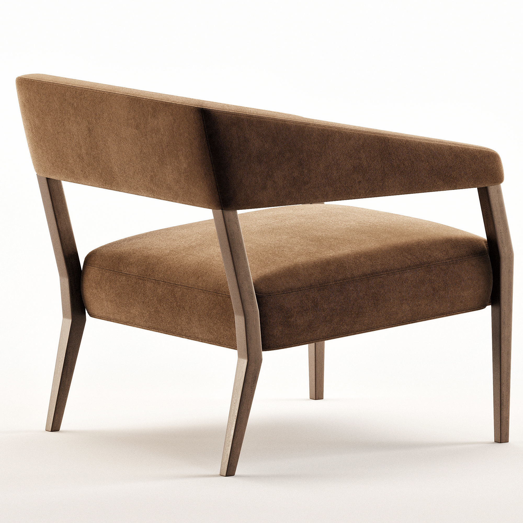 Gary Modern Oak Green Velvet Club Chair 3D model_7