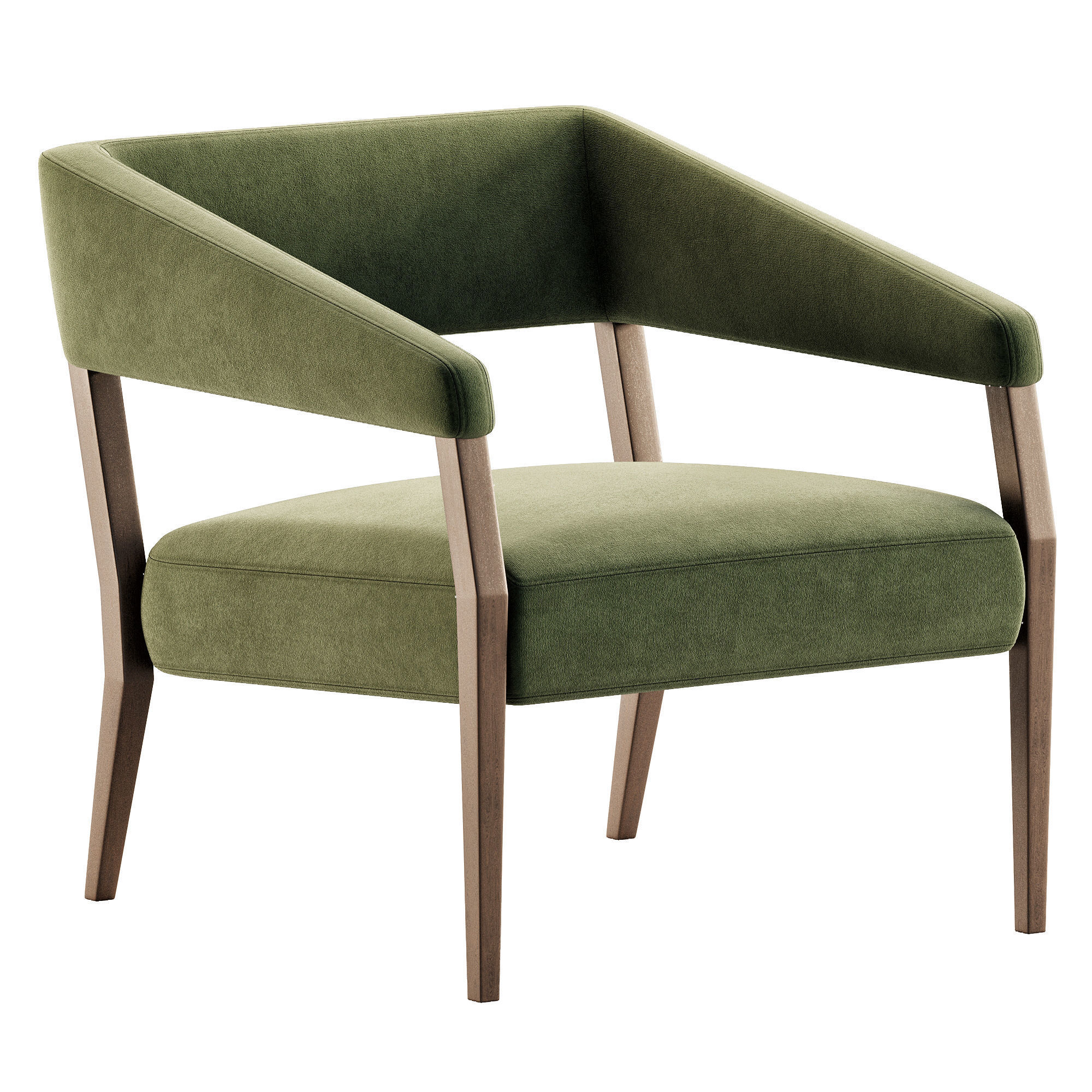 Gary Modern Oak Green Velvet Club Chair 3D model_6