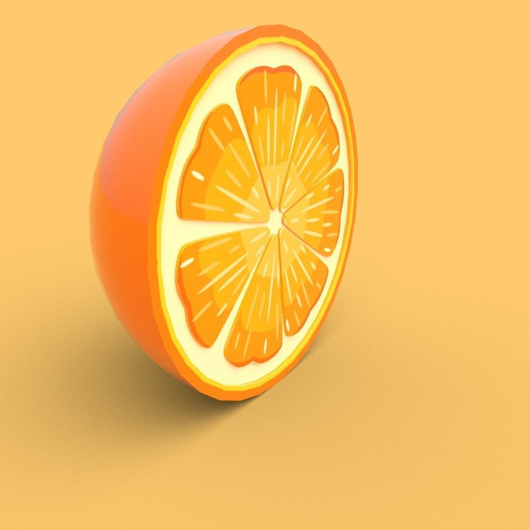 Orange Fruit Low-poly 3D model_1