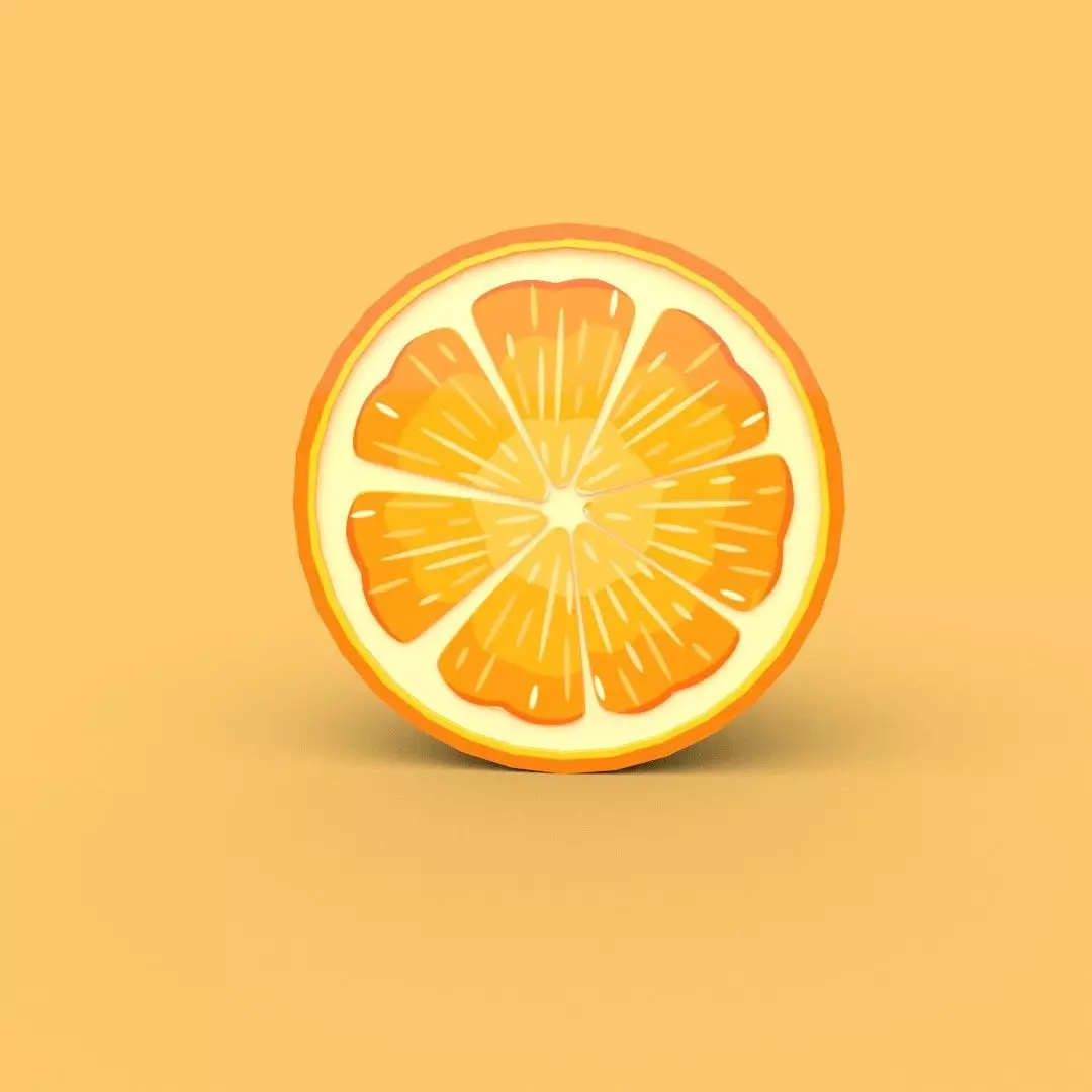 Orange Fruit Low-poly 3D model_0