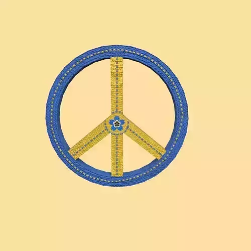 Peace Symbol 3D Logo True Ukrainian Colors