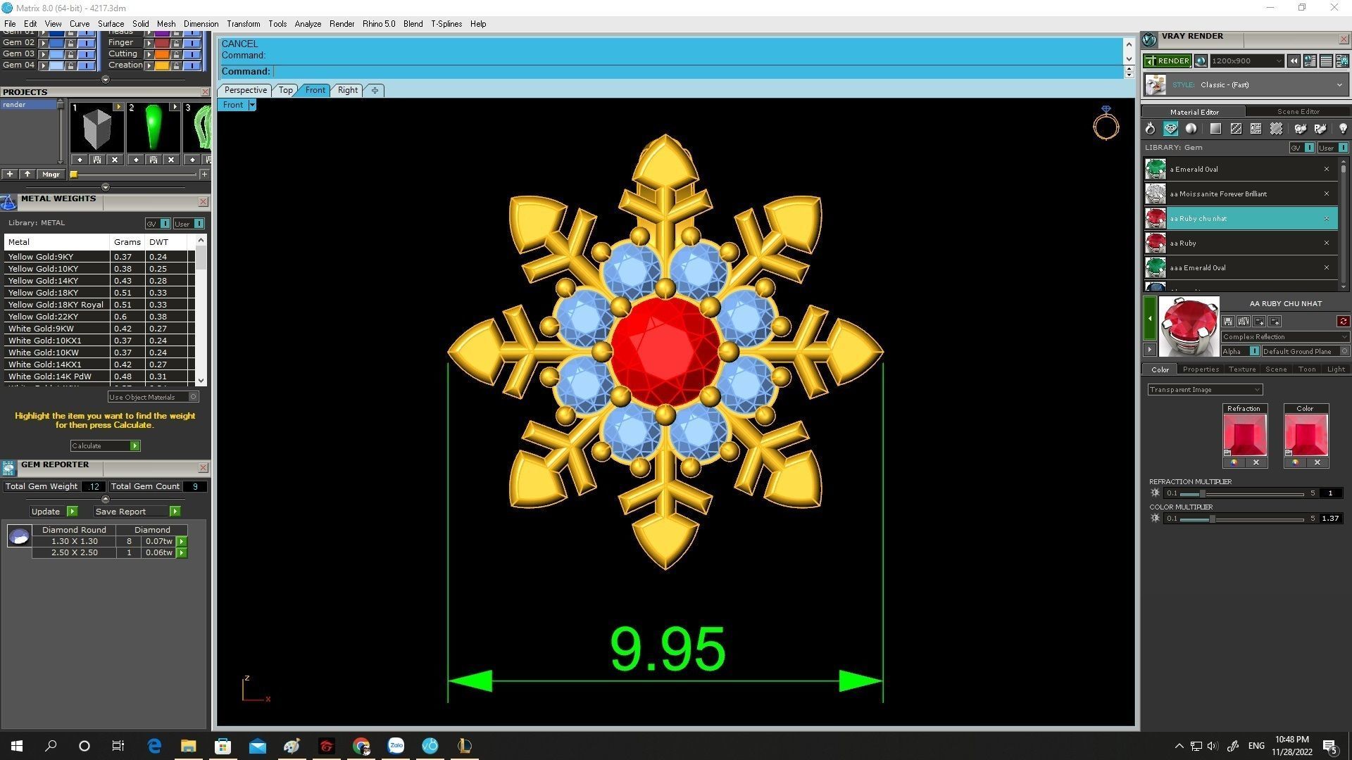 Diamond Snowflake Pendant 4217 3D print model_3