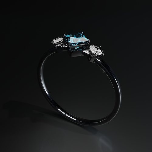 Diamond Aquamarine Ring 3D model