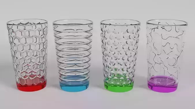 Stylish Colored Base Drinking Glasses Set