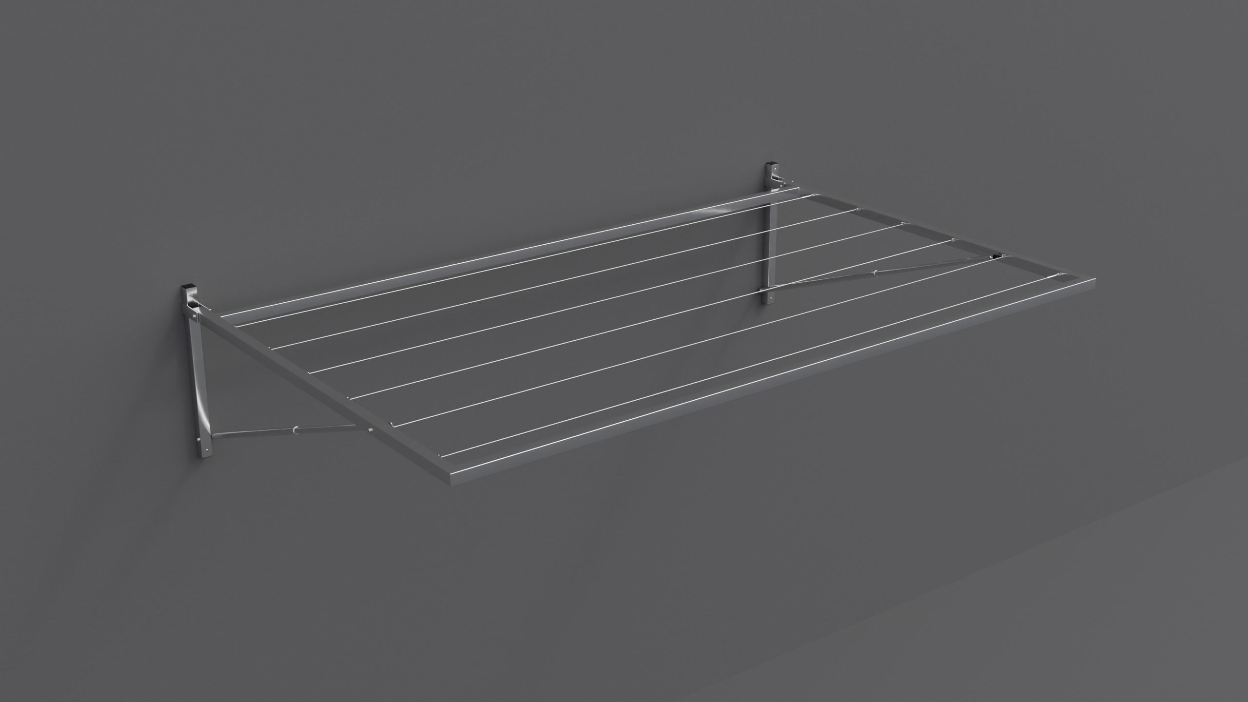 Wall-mounted clothes line Low-poly 3D model_1