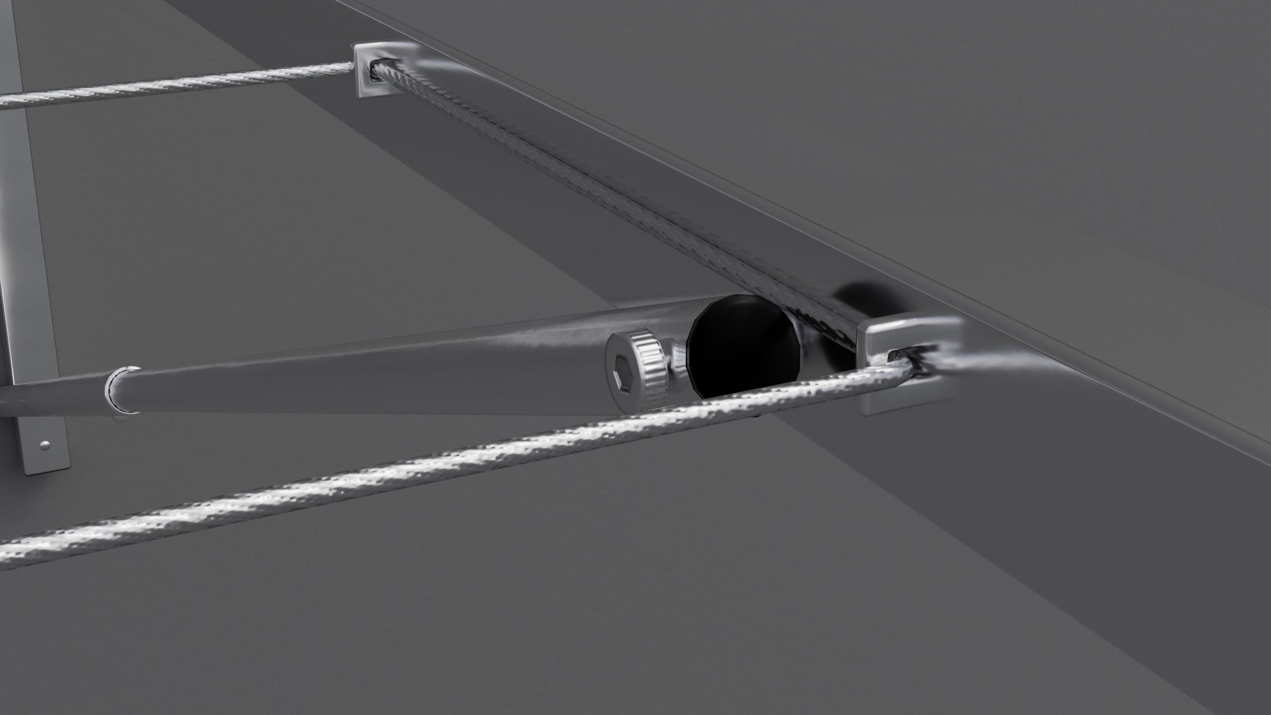 Wall-mounted clothes line Low-poly 3D model_8