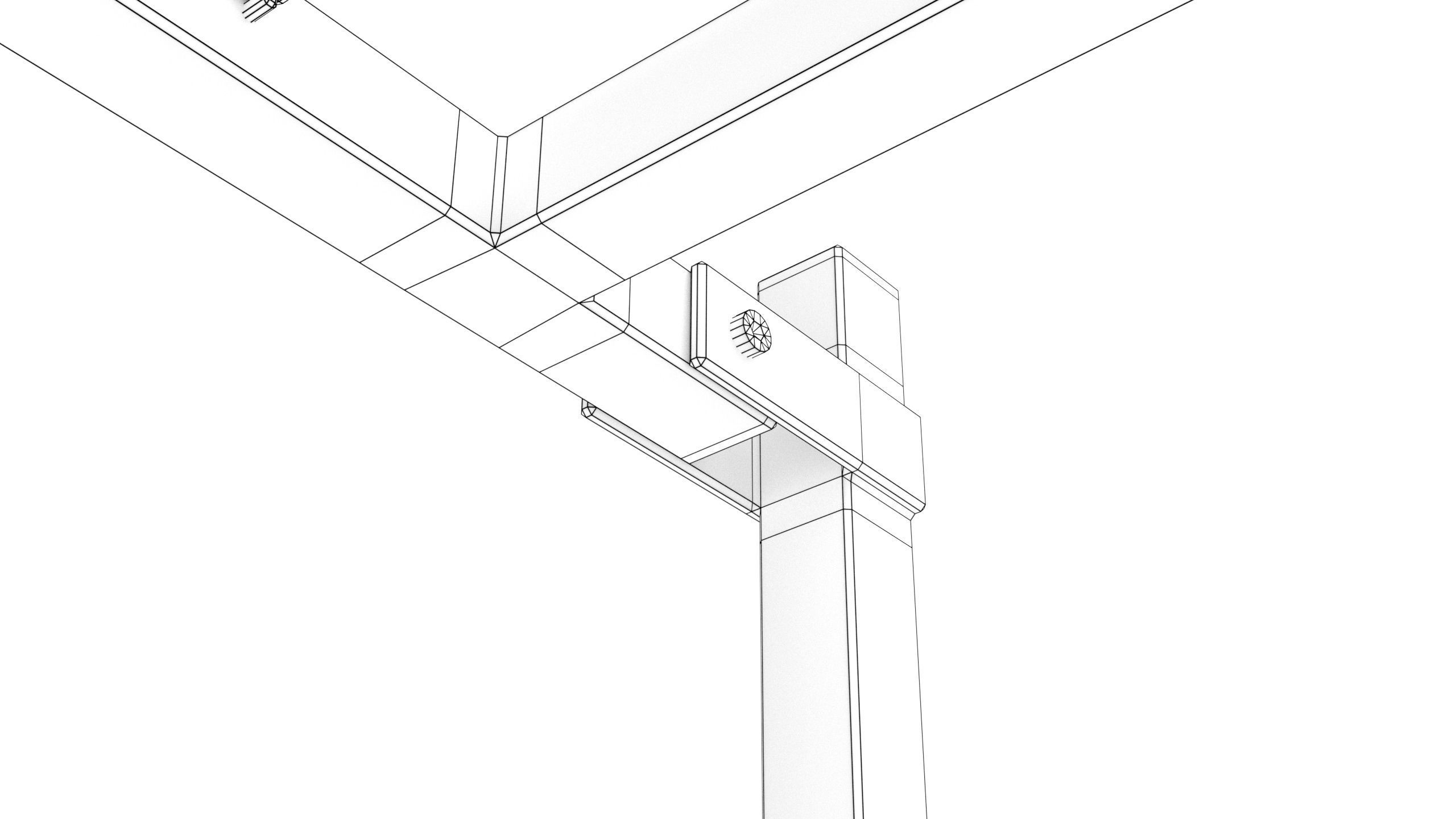 Wall-mounted clothes line Low-poly 3D model_14