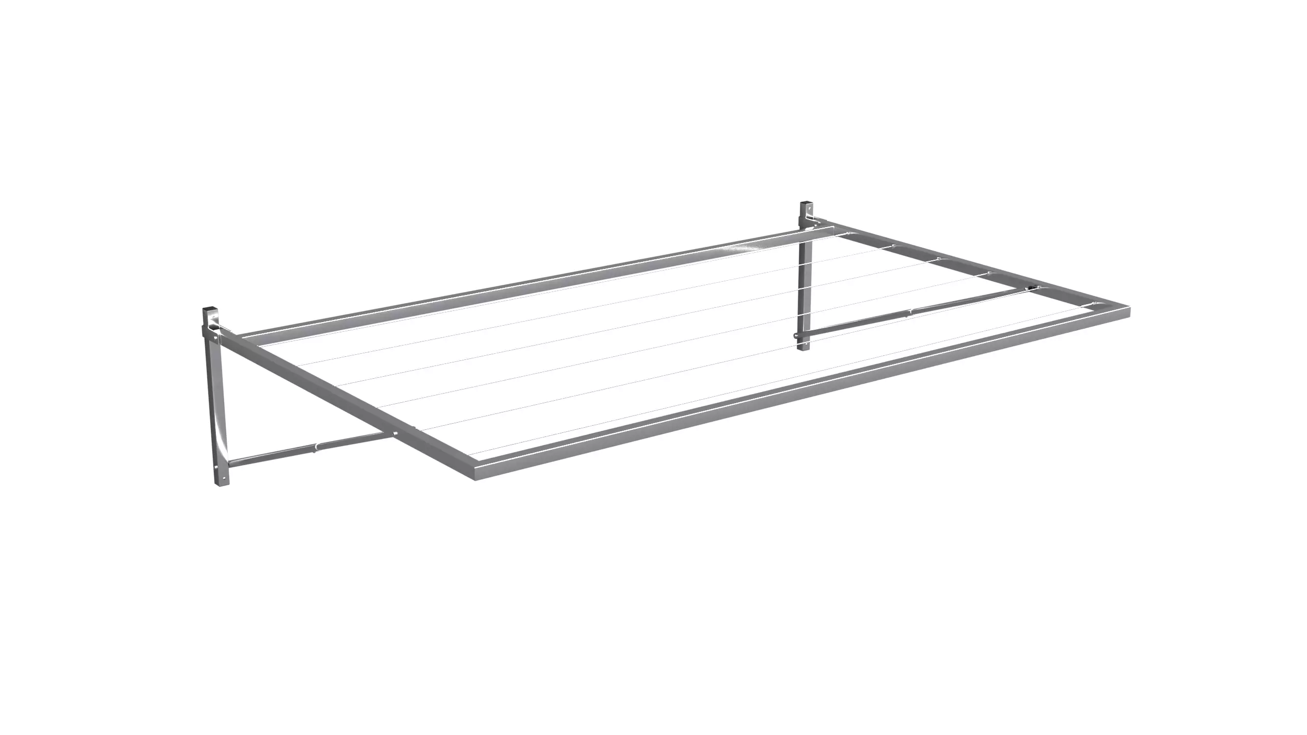 Wall-mounted clothes line Low-poly 3D model_0