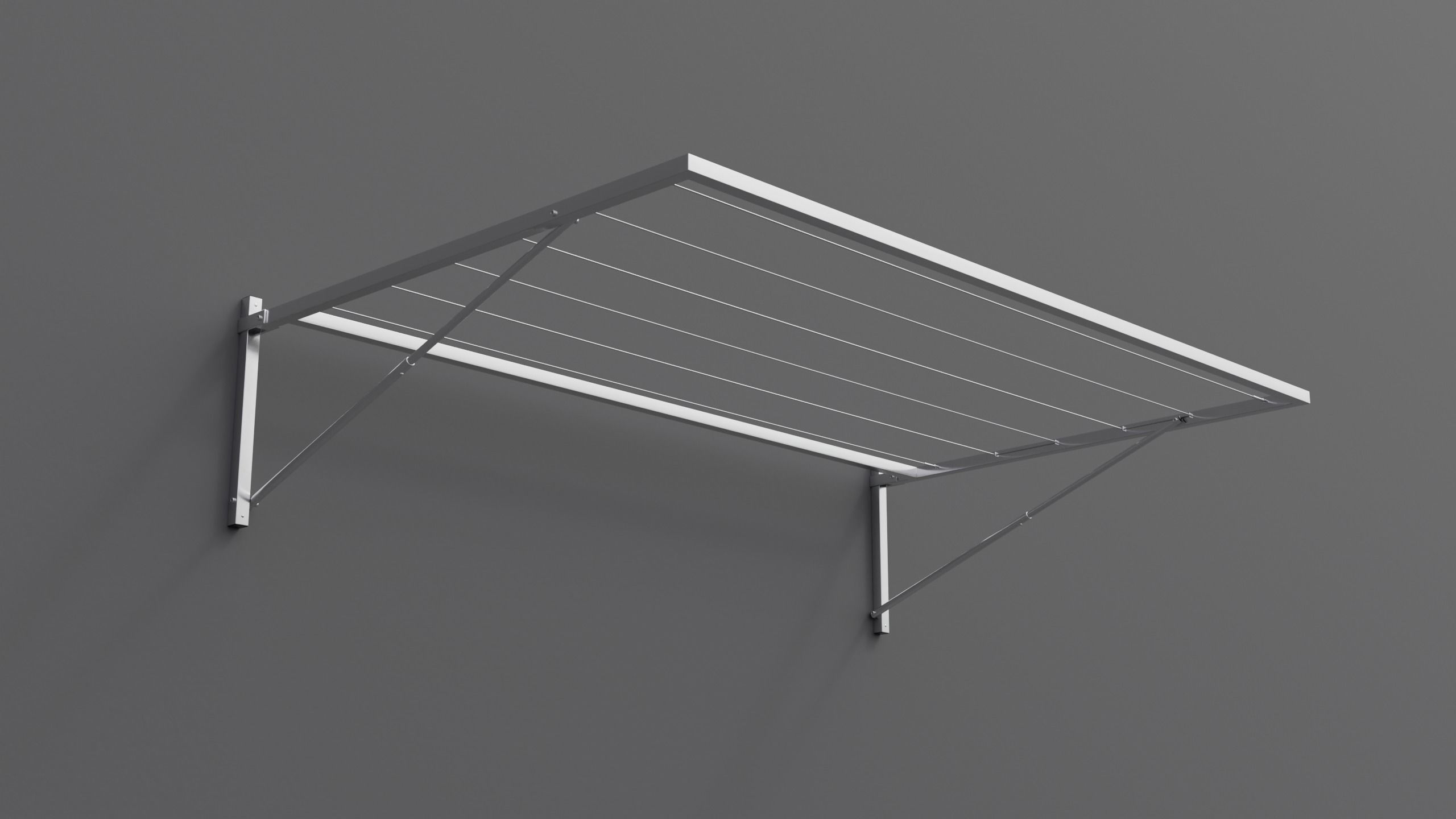 Wall-mounted clothes line Low-poly 3D model_4