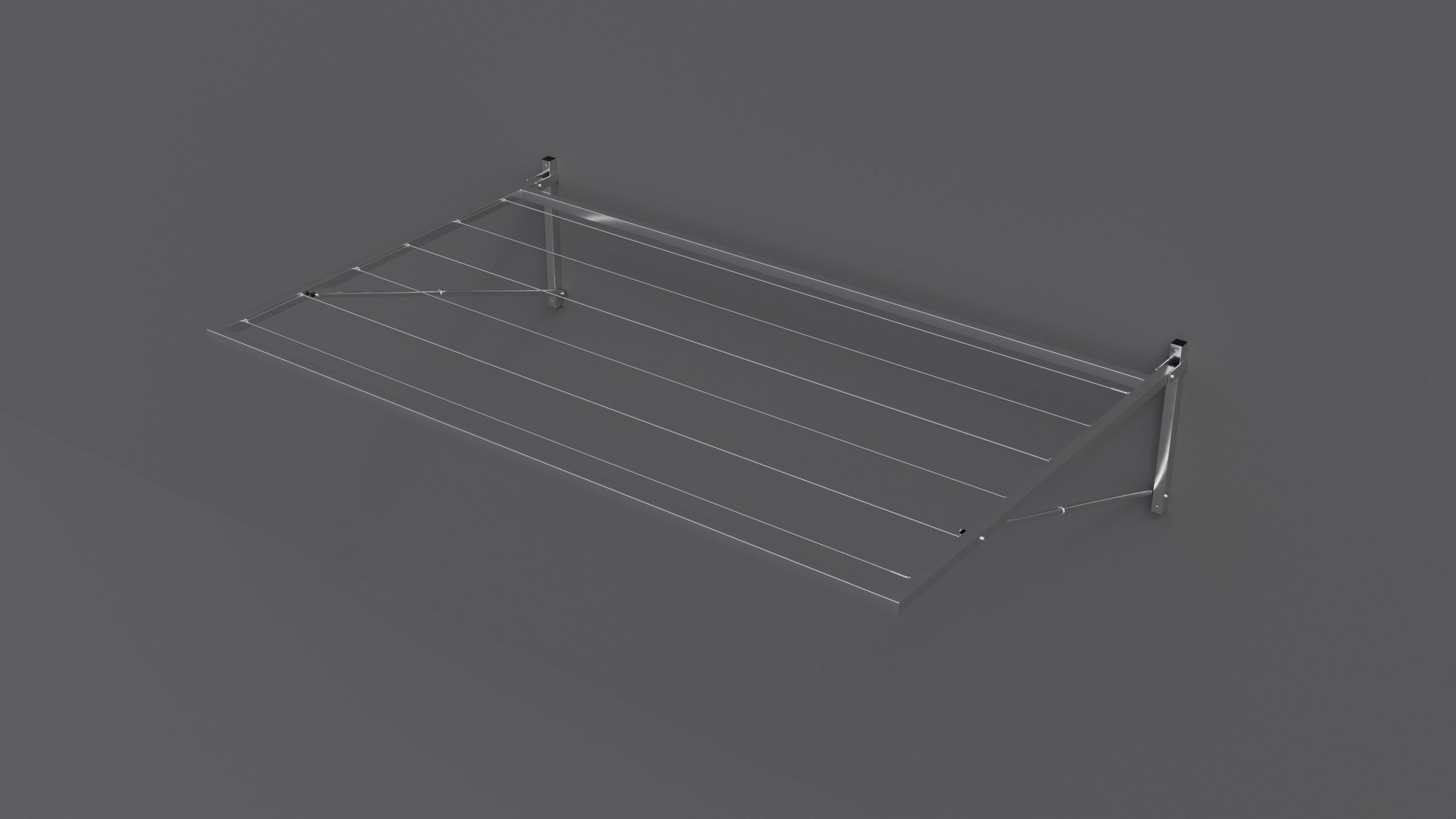 Wall-mounted clothes line Low-poly 3D model_2