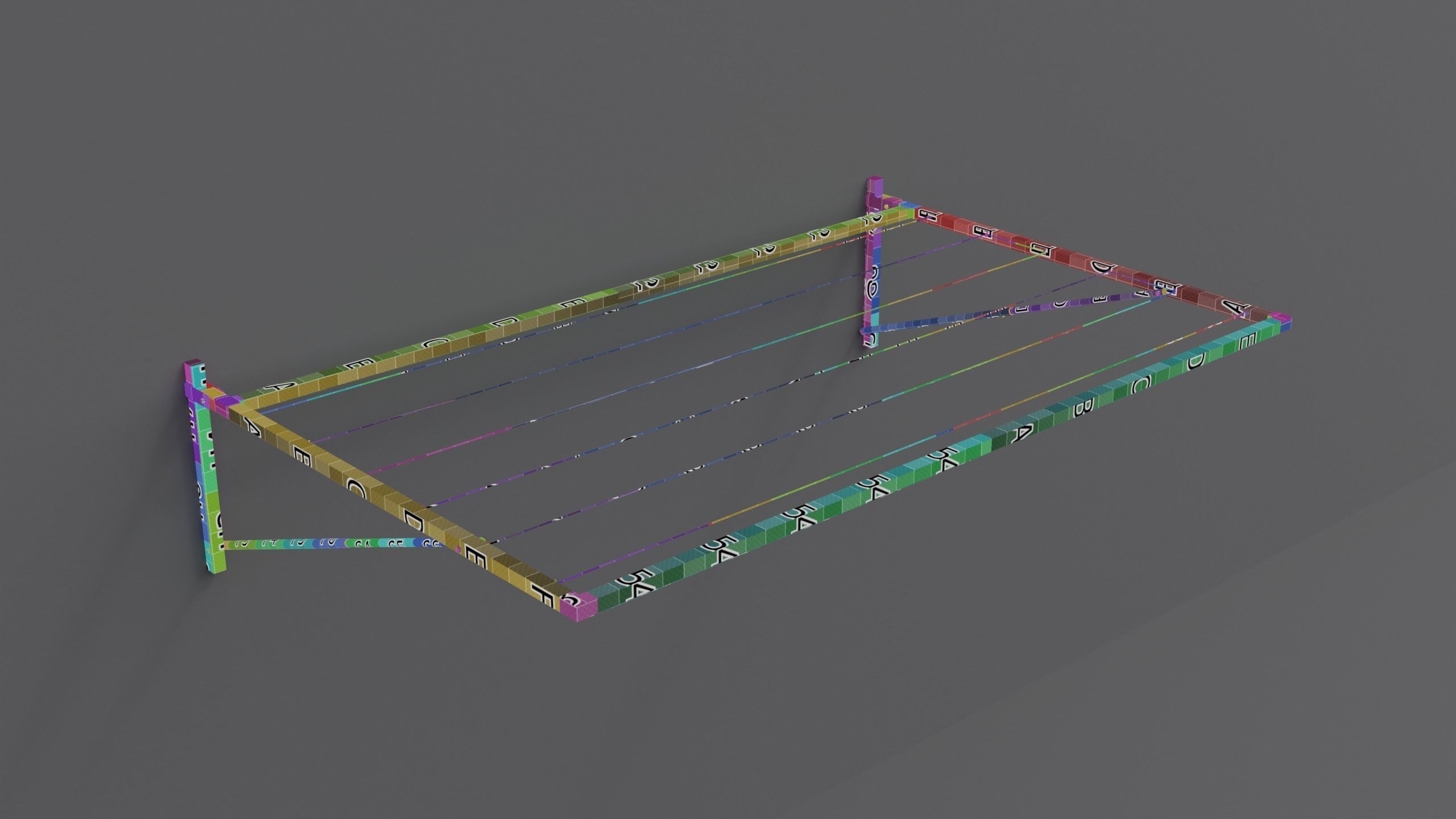 Wall-mounted clothes line Low-poly 3D model_11