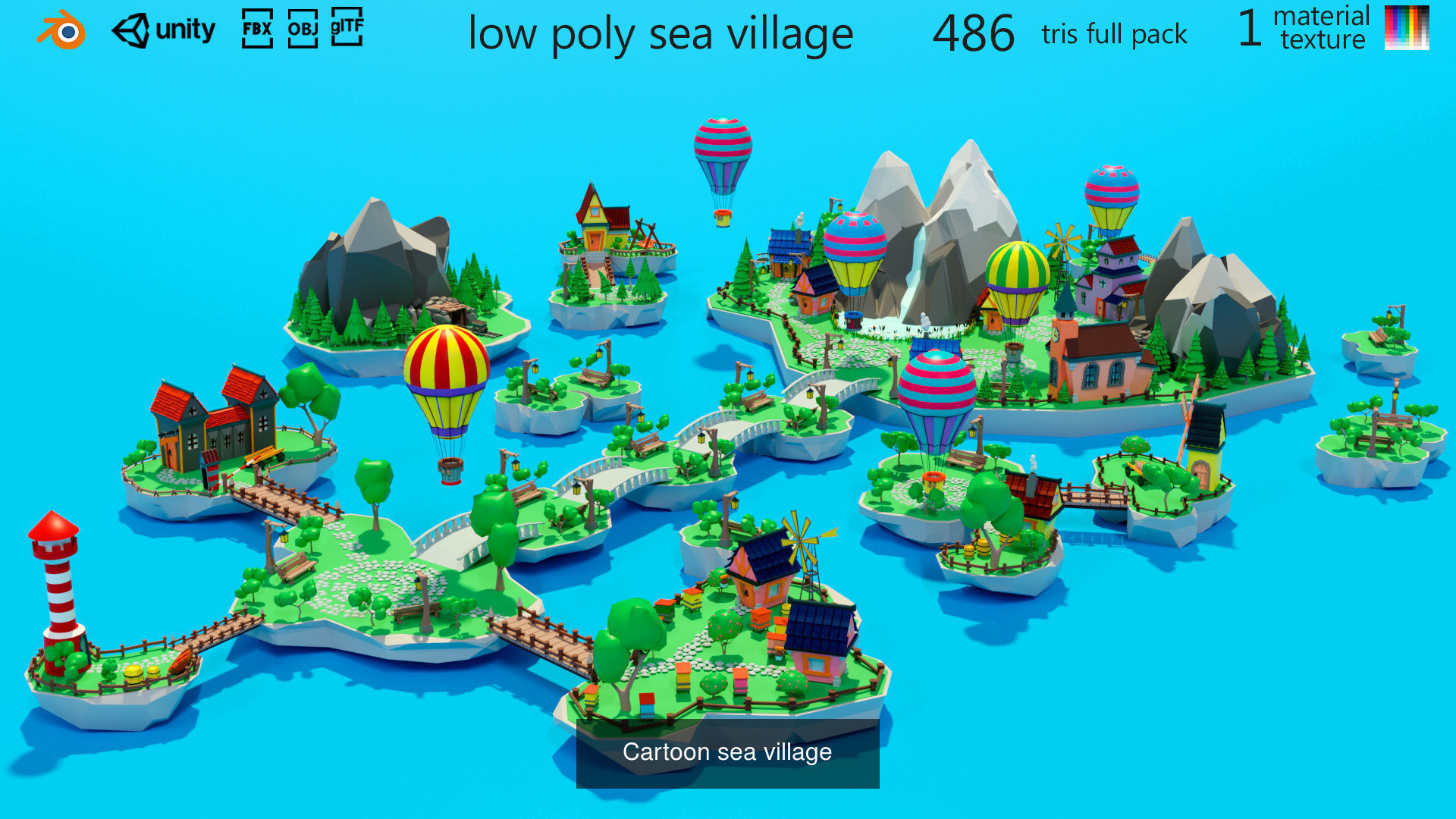 Cartoon snowmen and sea village 3D Model Collection_3