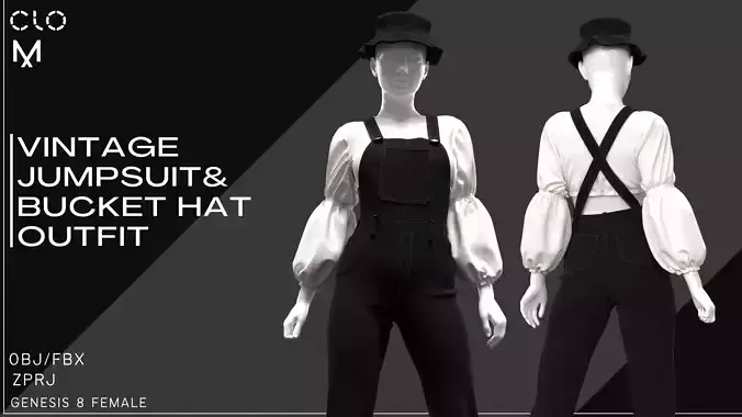 Vintage jumpsuit and bucket hat 