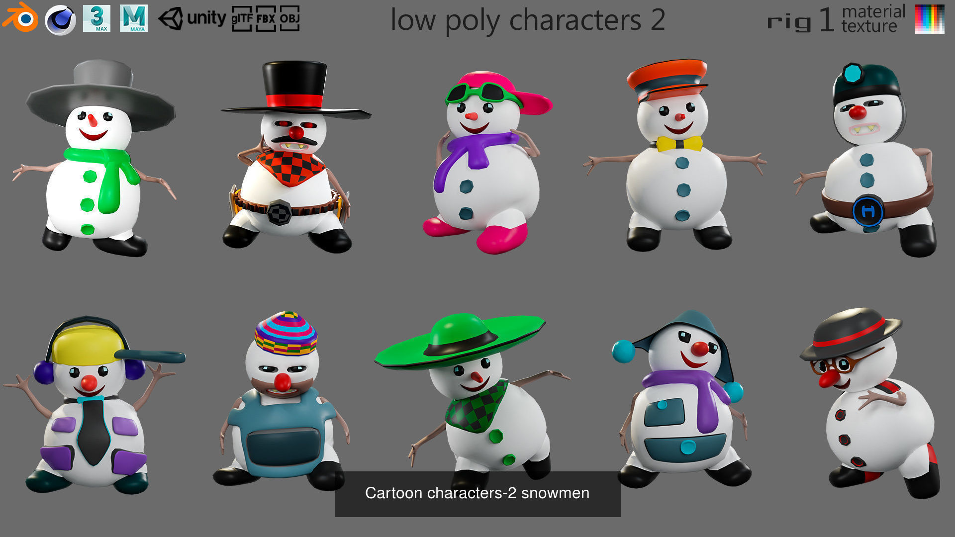 Cartoon city and cartoon snowmen 3D Model Collection_4