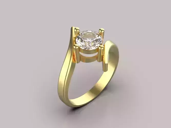 Solitaire Engagement Ring jewelry Gold silver 3D print model 