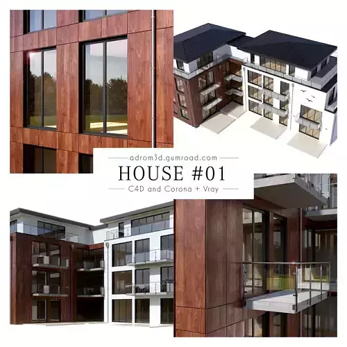 House 01 for Cinema 4D with Corona and V-Ray 3D model