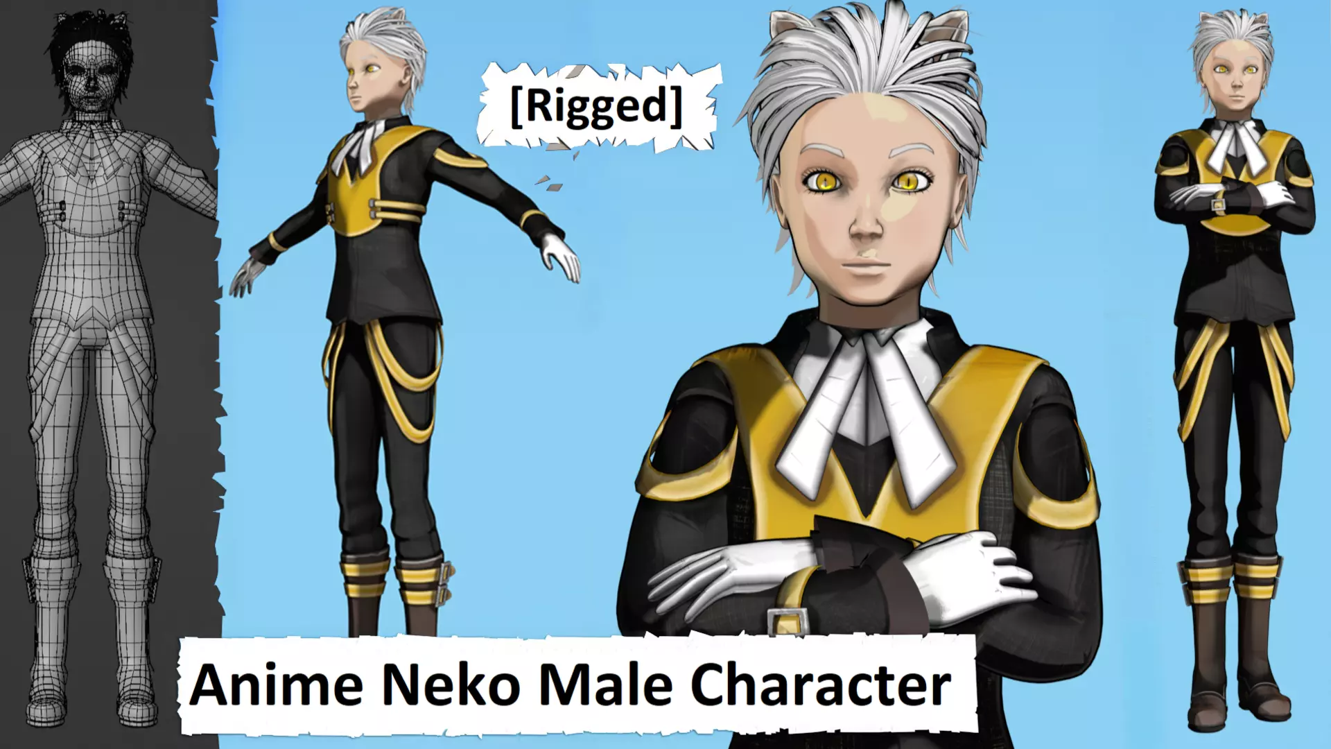 Anime Neko Male Character Low-poly 3D model