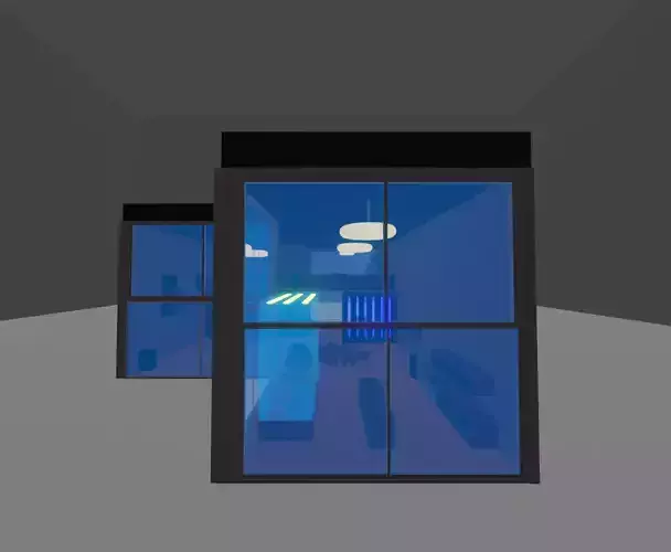 Low poly house room with lights in it