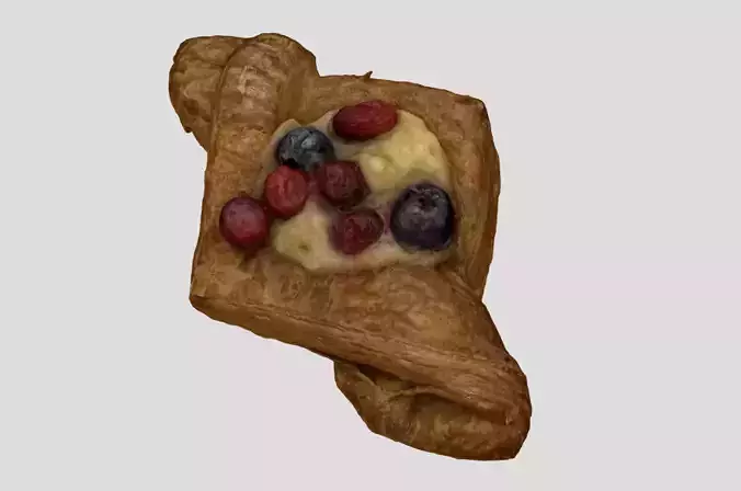 Pastry with berries 3D model