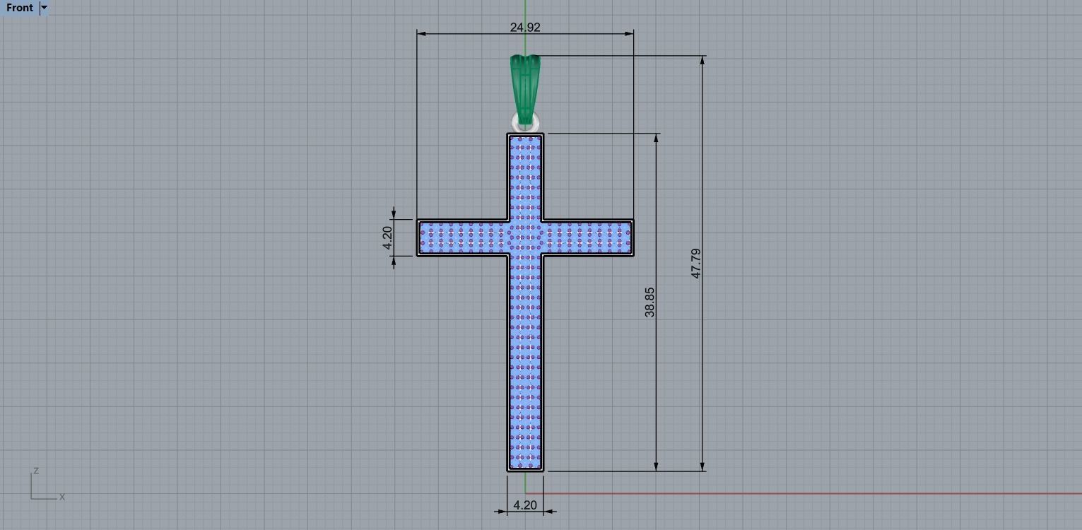 Pendant Cross with Diamonds N44 3D print model_5