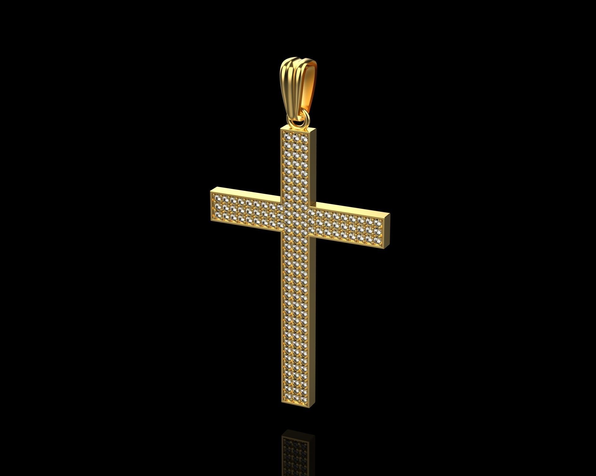 Pendant Cross with Diamonds N44 3D print model_10