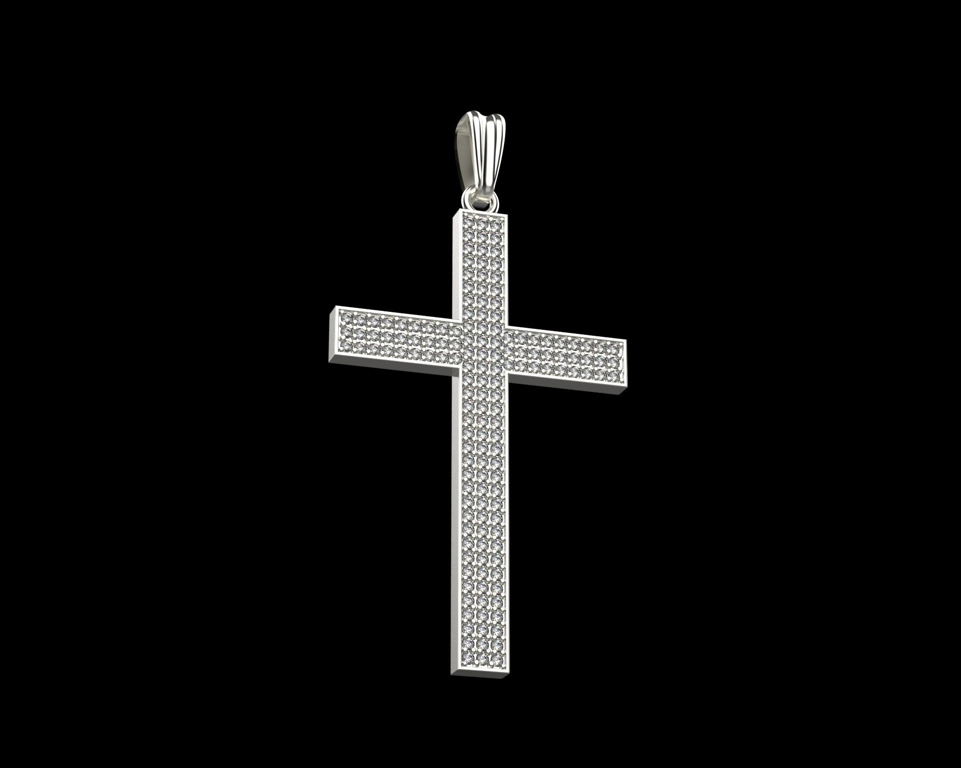 Pendant Cross with Diamonds N44 3D print model_13
