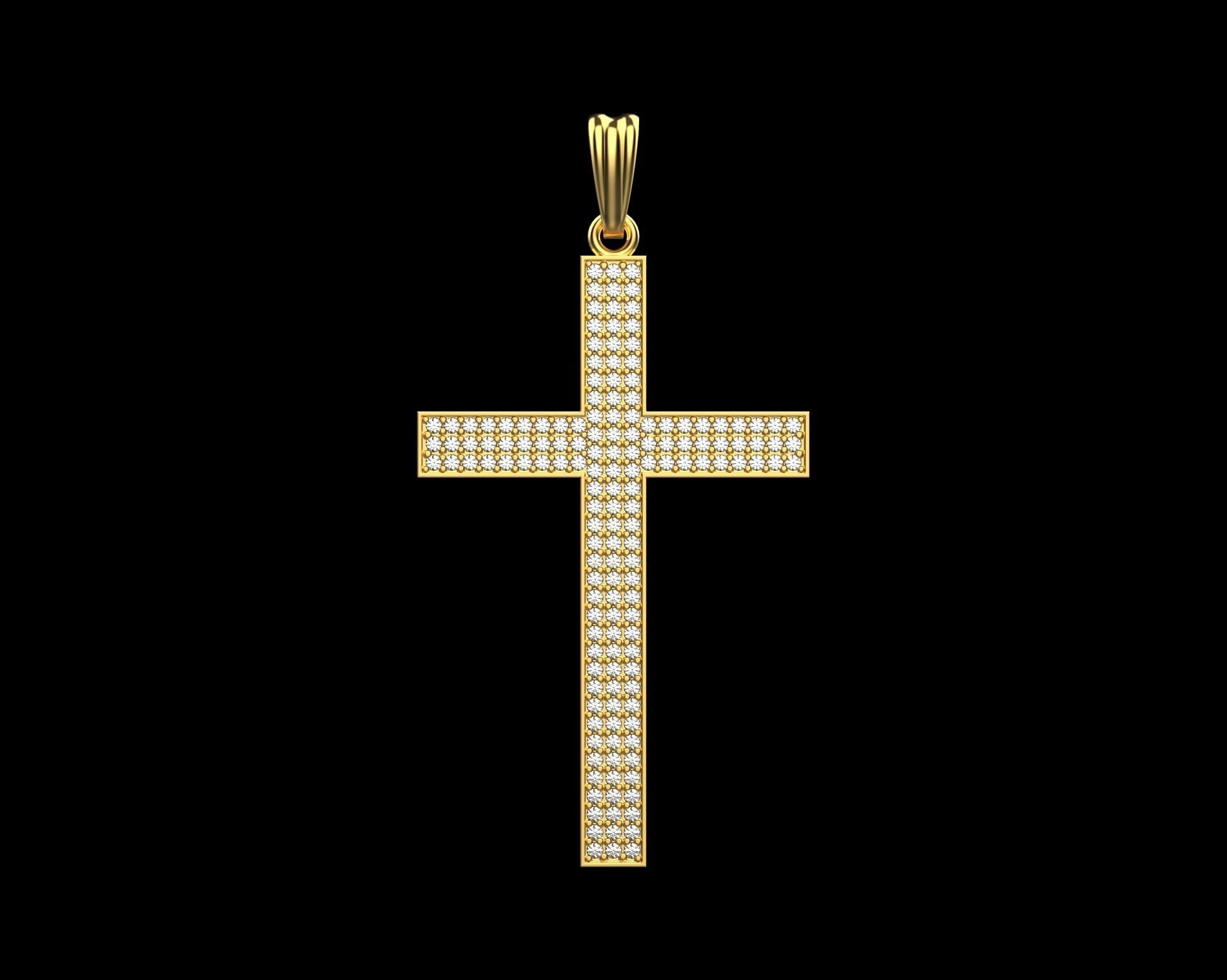 Pendant Cross with Diamonds N44 3D print model_1